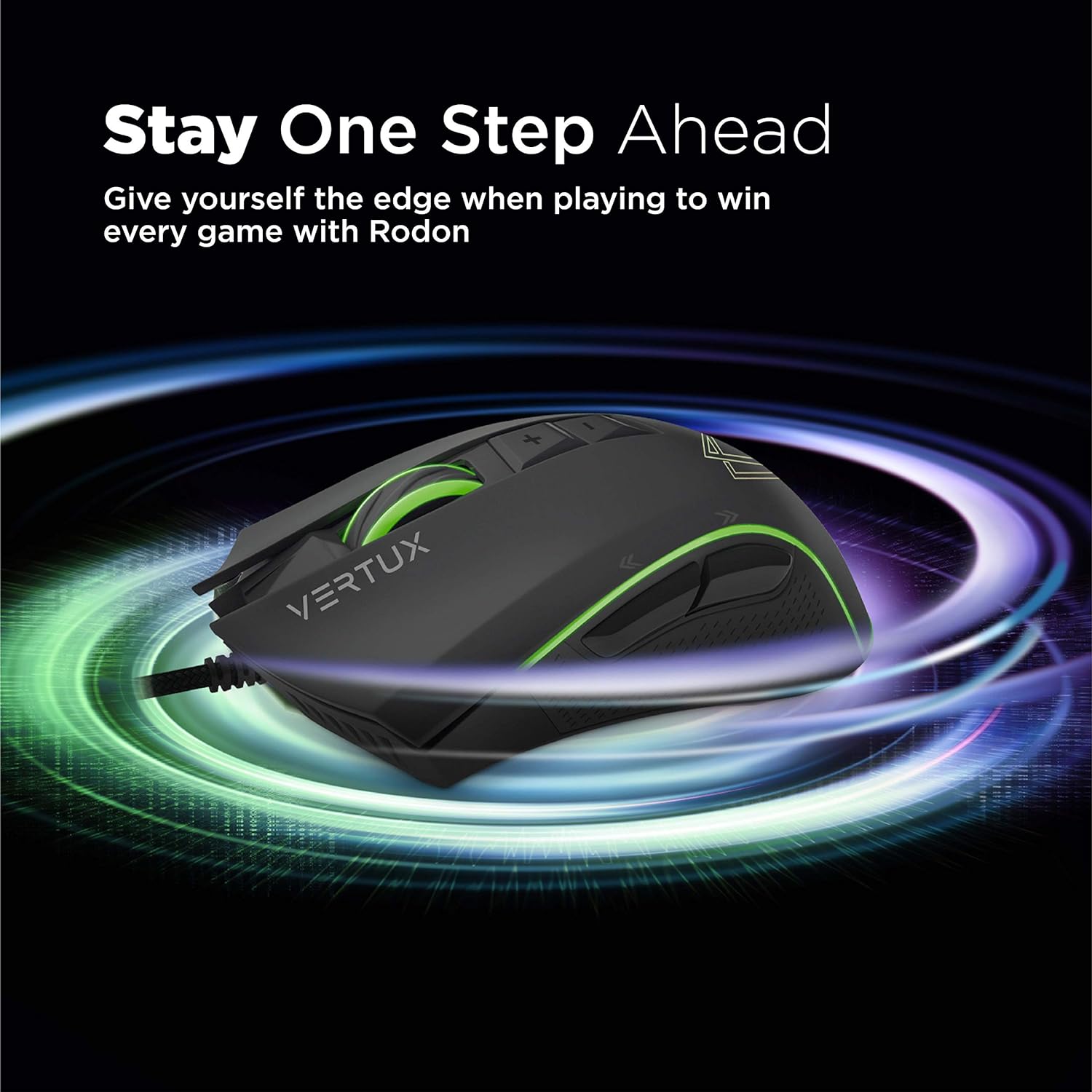 Vertux Rodon Gaming Mouse High Performance Optical Wired Mouse with 12000 Adjustable DPI Customizable Lumi LED 7 Programmable Buttons and Multi-Surface Tracking Black Vertux Rodon Gaming Mouse High Performance Optical Wired Mouse with 12000 Adjustable DPI Customizable Lumi LED 7 Programmable Buttons and Multi-Surface Tracking Black